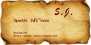 Speth János névjegykártya